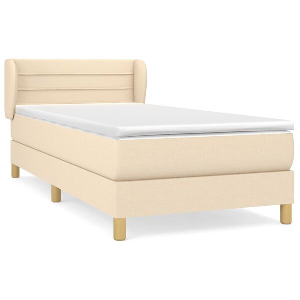 vidaXL Sommier à lattes de lit avec matelas Crème 90x200 cm Tissu