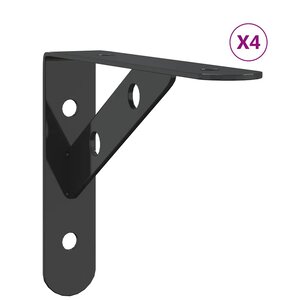 vidaXL Supports d'étagères 4 Pièces 15x2 5x11 5 cm noir acier inoxydable