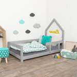 Lit cabane enfant POPPI 120 x 180 gris clair 1