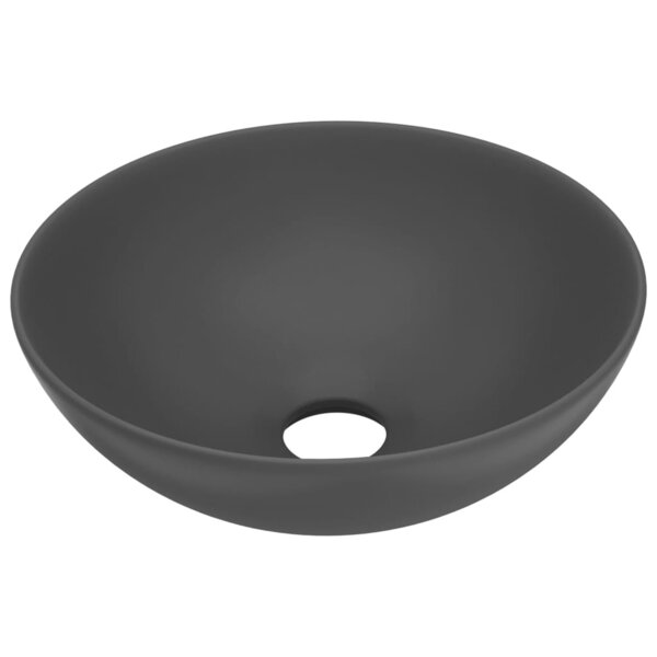 vidaXL Lavabo de salle de bain Céramique Gris foncé Rond
