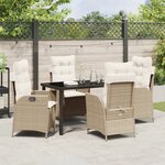 vidaXL Ensemble de jardin 5 pièces avec coussins beige en poly rattan
