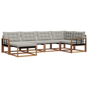 vidaXL Ensemble de canapés d'extérieur 6 Pièces Gris Naturel et Clair