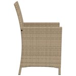 vidaXL Ensemble de bistro 3 Pièces avec coussins beige résine tressée