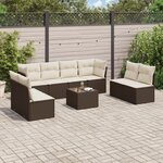 vidaXL Salon de jardin avec coussins 9 Pièces marron résine tressée
