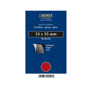 Pochettes simple soudure 33 x 55 mm pour timbres-poste. Fond - Noir