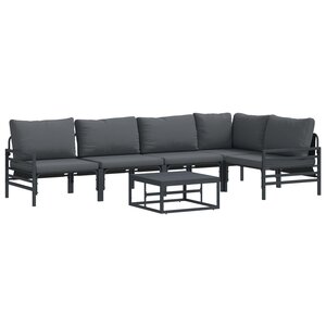 vidaXL Ensemble de canapé de jardin avec coussin 6 Pièces Noir Acier