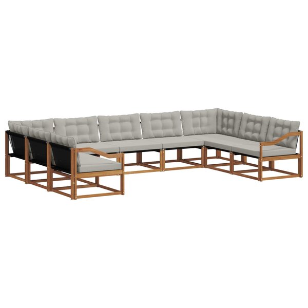 vidaXL Ensemble de canapés d'extérieur 9 pc Gris Naturel et Clair