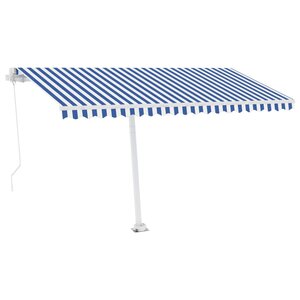 vidaXL Auvent manuel rétractable avec LED 400x300 cm Bleu et blanc