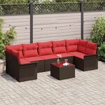 vidaXL Ensemble de canapé de jardin 8 Pièces Beige et Rouge polyrotin