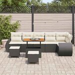 vidaXL Ensemble de canapé de jardin 9 Pièces Noir et Crème Poly Rattan