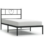 vidaXL Cadre de lit métal sans matelas avec tête de lit noir 90x200 cm