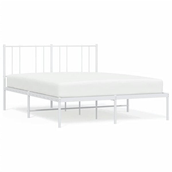 vidaXL Cadre de lit métal sans matelas et tête de lit blanc 140x190 cm