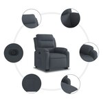 vidaXL Fauteuil inclinable électrique gris foncé velours