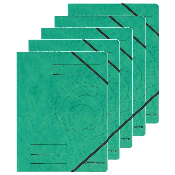 Pack de 5 Chemises à élastiques easyorga  A4  carton Vert HERLITZ