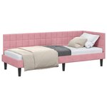 vidaXL Cadre de lit d'angle Rose 80 x 200 cm Velours