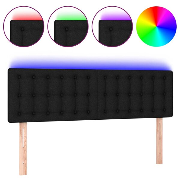 vidaXL Tête de lit à LED Noir 144x5x78/88 cm Tissu