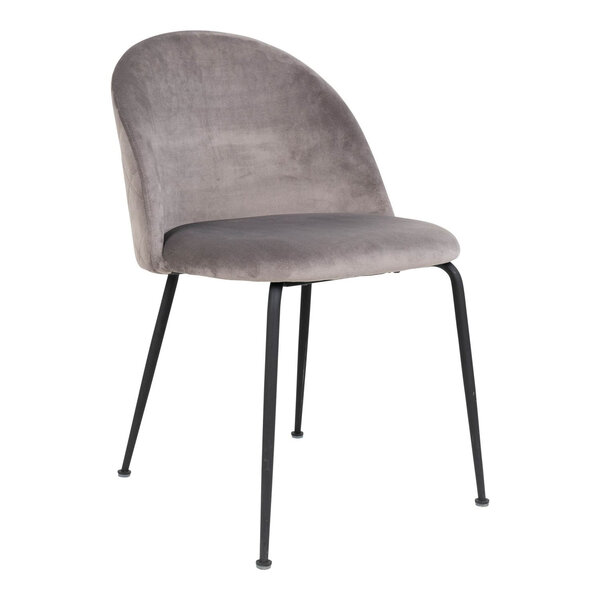 2 chaises de salle à manger en velours gris avec pieds noirs