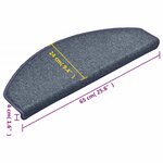 vidaXL Tapis d'escalier 15 pièces 65 x 24 x 4 cm Gris foncé et bleu Demi-rond Grand