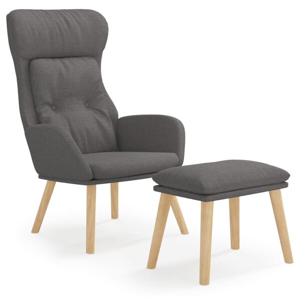 vidaXL Chaise de relaxation avec repose-pied Gris foncé Tissu