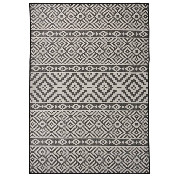 vidaXL Tapis à tissage plat d'extérieur 140x200 cm Rayures noires