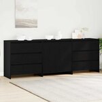 vidaXL Buffet avec tiroir 3 Pièces Noir 70 x 41 x 75 cm Bois d'ingénierie