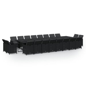 vidaXL Ensemble à dîner de jardin coussins 21 Pièces Noir Résine tressée
