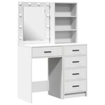 Ensemble de coiffeuse 2 pièces avec LED en bois d'ingénierie blanc