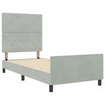 Lit vidaXL Gris clair 90x200 cm Velours