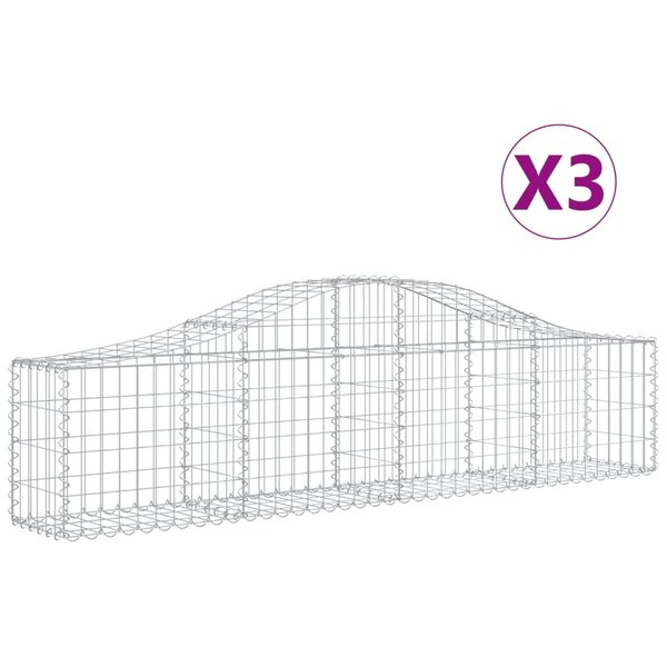 vidaXL Paniers à gabions arqués 3 Pièces 200x30x40/60 cm Fer galvanisé
