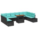 vidaXL Ensemble de salle à manger pour jardin 11 Pièces Noir et Sarcelle