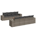 vidaXL Salon de jardin 9 Pièces avec coussins gris résine tressée