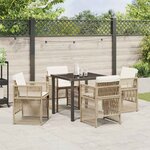 vidaXL Ensemble de salle à manger pour jardin 5 Pièces Beige Poly rotin