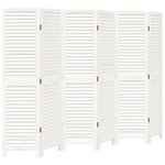 vidaXL Cloison de séparation 6 panneaux blanc bois de paulownia massif