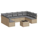 vidaXL Salon de jardin avec coussins 10 Pièces beige résine tressée