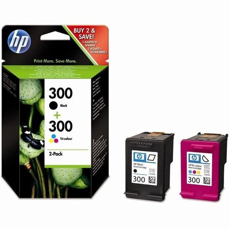 Hp 300 pack de 2 cartouches d'encre noire/trois couleurs authentiques pour hp deskjet f4580 et hp photosmart c4680/c4795 (cn637ee)