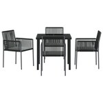 vidaXL Ensemble de salle à manger de jardin 5 pièces avec coussins en rattan poly noir