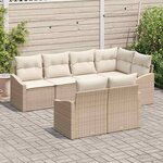 vidaXL Ensemble de canapé de jardin 7 Pièces Beige Poly rotin