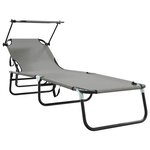 vidaXL Chaise longue pliante 2 Pièces Gris 56 x 190 x 81cm tissu
