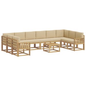 vidaXL Ensemble de canapés d'extérieur 11 Pièces Blanc et Beige