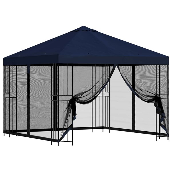vidaXL Abri de jardin avec parois 3 x 3 m Bleu Polyester et Acier