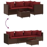 vidaXL Salon de jardin 5 Pièces avec coussins Marron Résine tressée