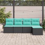 vidaXL Ensemble de canapé de jardin avec coussin 5 Pièces Noir polyrotin