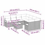 vidaXL Ensemble de canapé de jardin 9 Pièces Noir 55 x 55 x 37 cm