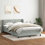 vidaXL Sommier à lattes de lit et matelas gris clair 160x220cm velours