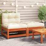 vidaXL Canapé de jardin sans accoudoirs avec coussins et repose-pieds