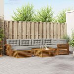vidaXL Ensemble de canapés d'extérieur 7 Pièces Gris Naturel et Clair