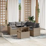 vidaXL Salon de jardin avec coussins 6 Pièces beige résine tressée