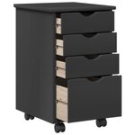 vidaXL Cabinet roulant avec roue Gris 34 x 39 x 56 cm Pin massif