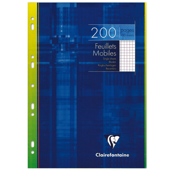 Feuillets mobiles 21 x 29,7 cm 90g 200 pages (100 feuillets) Quadrillé 5X5 CLAIREFONTAINE