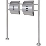 Boite aux lettres double design contemporain acier inoxydable sur pieds 120 cm